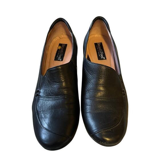 BeautiFeel 6.5 Leather Wedge Heels COMFORT Ortho Slip On Shoes Black 37 - Picture 2 of 8